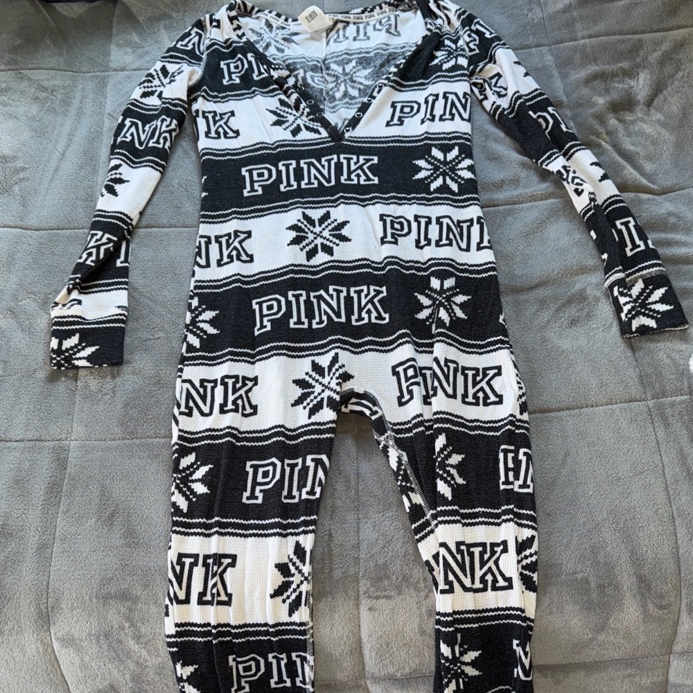 PINK Victoria's Secret One Piece in Black and White Pattern